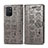 Leather Case Stands Fashionable Pattern Flip Cover Holder S03D for Samsung Galaxy A91 Gray