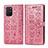 Leather Case Stands Fashionable Pattern Flip Cover Holder S03D for Samsung Galaxy A91 Rose Gold