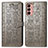 Leather Case Stands Fashionable Pattern Flip Cover Holder S03D for Samsung Galaxy F13 4G Gray