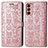 Leather Case Stands Fashionable Pattern Flip Cover Holder S03D for Samsung Galaxy F13 4G Pink