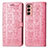 Leather Case Stands Fashionable Pattern Flip Cover Holder S03D for Samsung Galaxy F13 4G Rose Gold