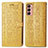 Leather Case Stands Fashionable Pattern Flip Cover Holder S03D for Samsung Galaxy F13 4G Yellow