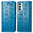 Leather Case Stands Fashionable Pattern Flip Cover Holder S03D for Samsung Galaxy F23 5G Blue