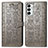 Leather Case Stands Fashionable Pattern Flip Cover Holder S03D for Samsung Galaxy F23 5G Gray