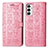 Leather Case Stands Fashionable Pattern Flip Cover Holder S03D for Samsung Galaxy F23 5G Pink