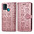 Leather Case Stands Fashionable Pattern Flip Cover Holder S03D for Samsung Galaxy F41 Pink