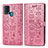 Leather Case Stands Fashionable Pattern Flip Cover Holder S03D for Samsung Galaxy F41 Rose Gold