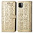 Leather Case Stands Fashionable Pattern Flip Cover Holder S03D for Samsung Galaxy F42 5G Gold