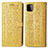 Leather Case Stands Fashionable Pattern Flip Cover Holder S03D for Samsung Galaxy F42 5G Yellow