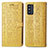 Leather Case Stands Fashionable Pattern Flip Cover Holder S03D for Samsung Galaxy F52 5G Yellow