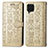 Leather Case Stands Fashionable Pattern Flip Cover Holder S03D for Samsung Galaxy F62 5G Gold