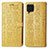 Leather Case Stands Fashionable Pattern Flip Cover Holder S03D for Samsung Galaxy F62 5G Yellow