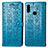 Leather Case Stands Fashionable Pattern Flip Cover Holder S03D for Samsung Galaxy M01s Blue