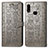 Leather Case Stands Fashionable Pattern Flip Cover Holder S03D for Samsung Galaxy M01s Gray