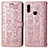 Leather Case Stands Fashionable Pattern Flip Cover Holder S03D for Samsung Galaxy M01s Pink