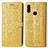 Leather Case Stands Fashionable Pattern Flip Cover Holder S03D for Samsung Galaxy M01s Yellow