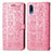 Leather Case Stands Fashionable Pattern Flip Cover Holder S03D for Samsung Galaxy M02 Rose Gold