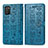 Leather Case Stands Fashionable Pattern Flip Cover Holder S03D for Samsung Galaxy M02s Blue