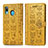 Leather Case Stands Fashionable Pattern Flip Cover Holder S03D for Samsung Galaxy M10S Yellow