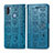 Leather Case Stands Fashionable Pattern Flip Cover Holder S03D for Samsung Galaxy M11 Blue