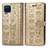 Leather Case Stands Fashionable Pattern Flip Cover Holder S03D for Samsung Galaxy M12 Gold