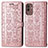 Leather Case Stands Fashionable Pattern Flip Cover Holder S03D for Samsung Galaxy M13 5G Pink