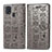 Leather Case Stands Fashionable Pattern Flip Cover Holder S03D for Samsung Galaxy M21s Gray