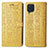 Leather Case Stands Fashionable Pattern Flip Cover Holder S03D for Samsung Galaxy M32 4G Yellow