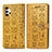 Leather Case Stands Fashionable Pattern Flip Cover Holder S03D for Samsung Galaxy M32 5G Yellow