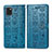 Leather Case Stands Fashionable Pattern Flip Cover Holder S03D for Samsung Galaxy M60s Blue