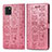 Leather Case Stands Fashionable Pattern Flip Cover Holder S03D for Samsung Galaxy M60s Rose Gold