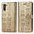 Leather Case Stands Fashionable Pattern Flip Cover Holder S03D for Samsung Galaxy Note 10 5G Gold