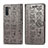 Leather Case Stands Fashionable Pattern Flip Cover Holder S03D for Samsung Galaxy Note 10 5G Gray