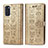 Leather Case Stands Fashionable Pattern Flip Cover Holder S03D for Samsung Galaxy S20 5G Gold