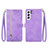 Leather Case Stands Fashionable Pattern Flip Cover Holder S03D for Samsung Galaxy S21 FE 5G Purple