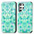 Leather Case Stands Fashionable Pattern Flip Cover Holder S03D for Samsung Galaxy S22 Ultra 5G Green