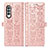 Leather Case Stands Fashionable Pattern Flip Cover Holder S03D for Samsung Galaxy Z Fold3 5G Pink