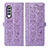 Leather Case Stands Fashionable Pattern Flip Cover Holder S03D for Samsung Galaxy Z Fold3 5G Purple