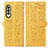 Leather Case Stands Fashionable Pattern Flip Cover Holder S03D for Samsung Galaxy Z Fold3 5G Yellow