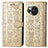 Leather Case Stands Fashionable Pattern Flip Cover Holder S03D for Sharp Aquos R8 Gold