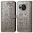 Leather Case Stands Fashionable Pattern Flip Cover Holder S03D for Sharp Aquos R8 Gray