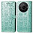 Leather Case Stands Fashionable Pattern Flip Cover Holder S03D for Sharp Aquos R8 Pro Green