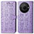 Leather Case Stands Fashionable Pattern Flip Cover Holder S03D for Sharp Aquos R8 Pro Purple