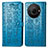 Leather Case Stands Fashionable Pattern Flip Cover Holder S03D for Sharp Aquos R8s Pro Blue