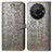 Leather Case Stands Fashionable Pattern Flip Cover Holder S03D for Sharp Aquos R8s Pro Gray