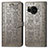 Leather Case Stands Fashionable Pattern Flip Cover Holder S03D for Sharp Aquos Sense8 Gray