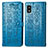 Leather Case Stands Fashionable Pattern Flip Cover Holder S03D for Sharp Aquos wish3 Blue