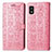 Leather Case Stands Fashionable Pattern Flip Cover Holder S03D for Sharp Aquos wish3 Pink