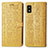Leather Case Stands Fashionable Pattern Flip Cover Holder S03D for Sharp Aquos wish3 Yellow