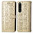 Leather Case Stands Fashionable Pattern Flip Cover Holder S03D for Sony Xperia 1 III Gold